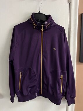 LRG Men's size Large Purple Zip‑Front Jacket with Gold Trim